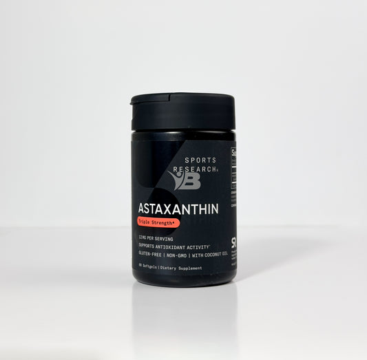 Astaxantina de Triple Fuerza 12mg con Aceite de Coco Orgánico | Sports Research | Suplemento Antioxidante para el Apoyo de la Salud de la Piel y los Ojos.