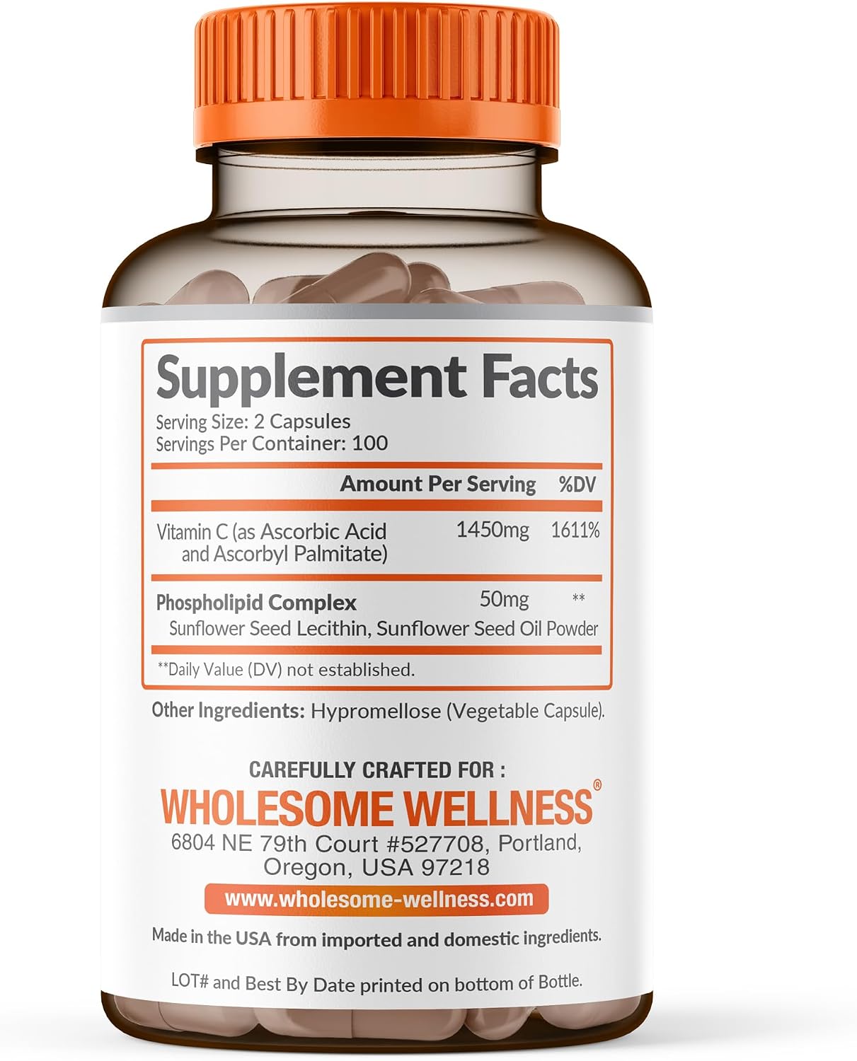 Vitamina C Liposomal Natural | 1500 mg | 200 cápsulas