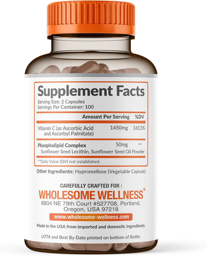Vitamina C Liposomal Natural | 1500 mg | 200 cápsulas