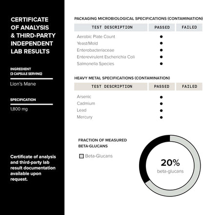 Lion's Mane Toniiq - Melena de León | Extracto 10:1 de ultra alta potencia con polisacáridos al 30% - altamente concentrado y bioactivo