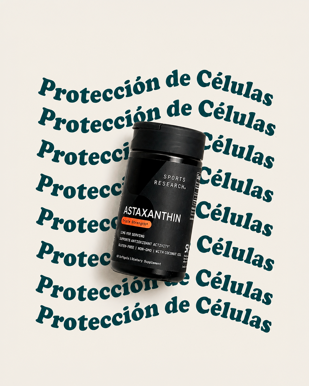 Astaxantina de Triple Fuerza 12mg con Aceite de Coco Orgánico | Sports Research | Suplemento Antioxidante para el Apoyo de la Salud de la Piel y los Ojos.