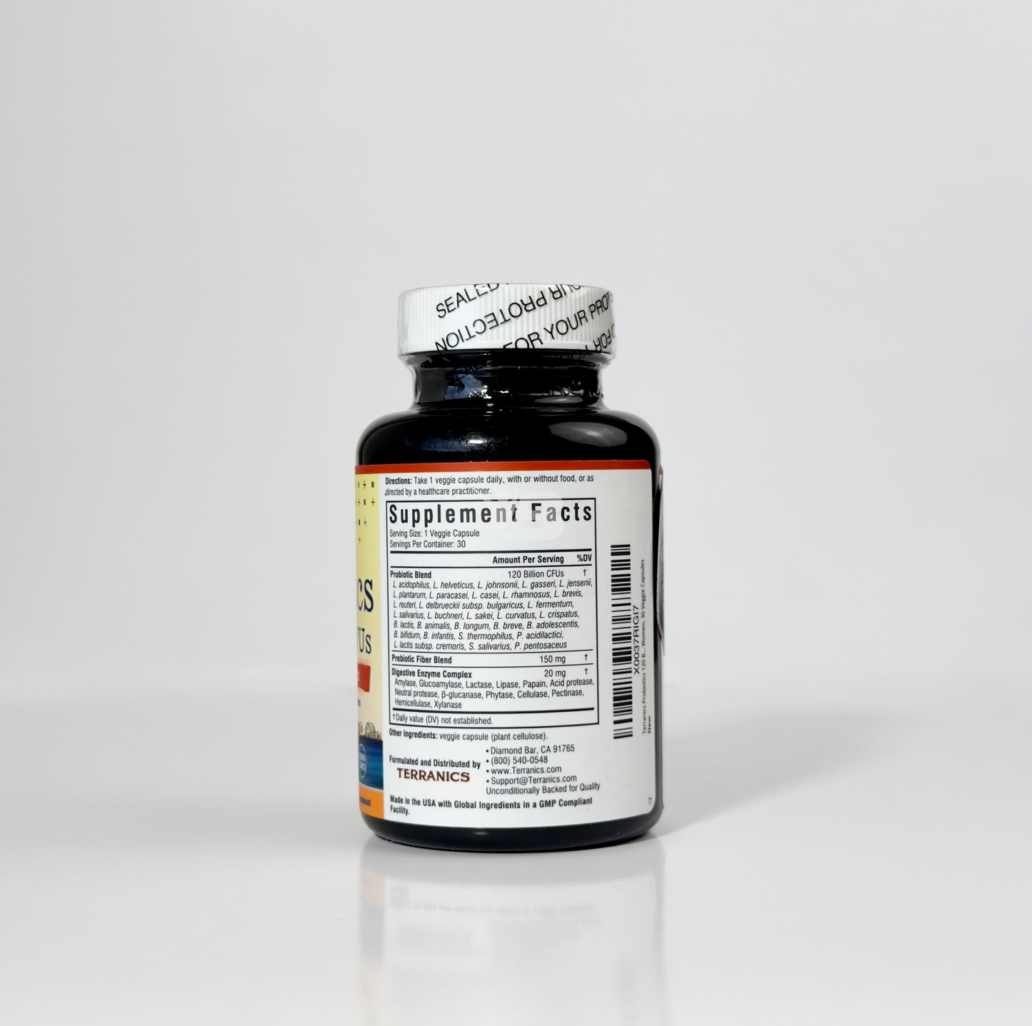 Probióticos 120 mil millones con prebióticos y enzimas digestivas, TERRANICS | 30 cepas probadas, digestión completa y apoyo inmunológico.