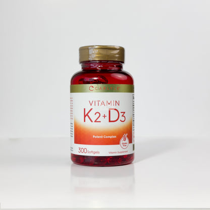 Vitamina K2 + D3 | 200 mcg K2 MK7 y 10,000 UI D3 | 300 softgels