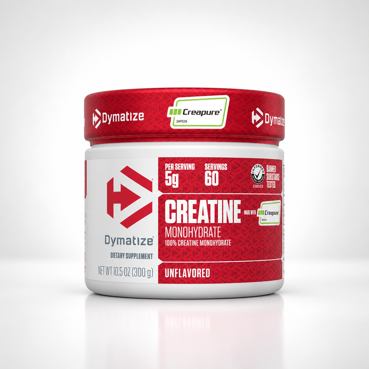 Dymatize Creatina Monohidratada Creapure®: 100 % pura, sin sabor, 60 porciones