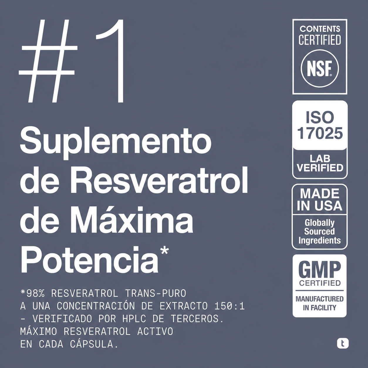 Resveratrol de ultra alta pureza - 98% Trans-Resveratrol | Toniiq
