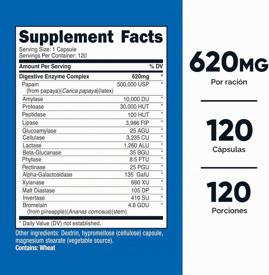 Enzimas Digestivas | Soporte Salud Digestiva Amplio Espectro | Nutricost
