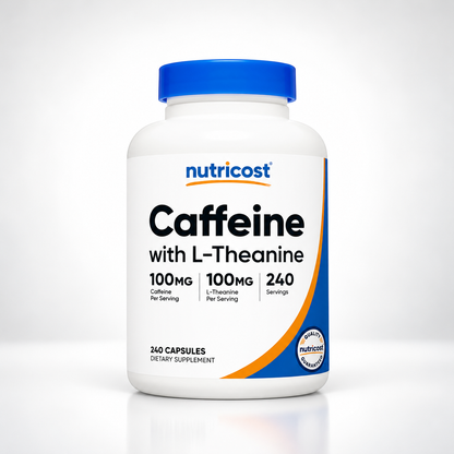 Nutricost Cafeína + L-Teanina: energía y enfoque sin el bajón, 240 cápsulas