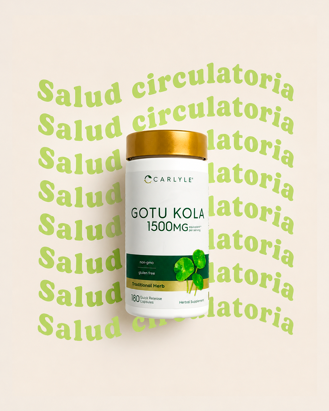 Gotu Kola de 1500 mg | Centella Asiática | Anticelulitis | 180 unidades | Usa