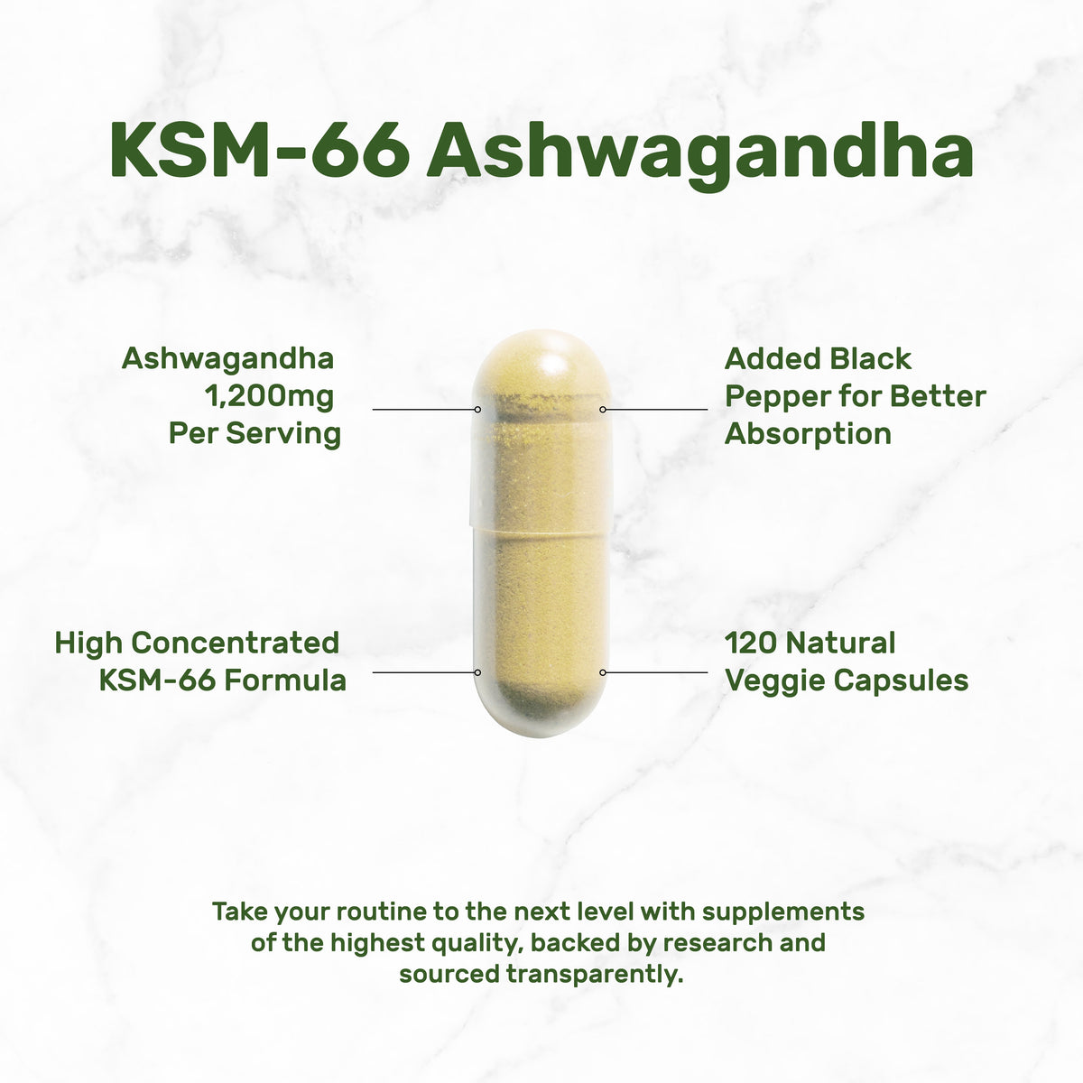 Deal Supplement Ashwagandha KSM-66® 1.200 mg con Pimienta Negra, 120 cápsulas
