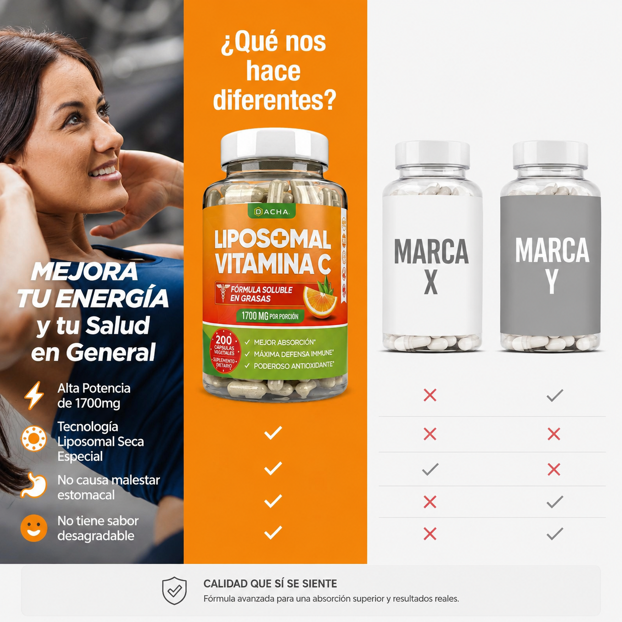 Vitamina C liposomal natural | 1700 mg | 200 cápsulas