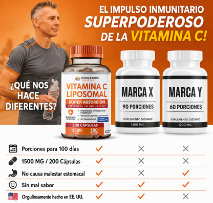 Vitamina C Liposomal Natural | 1500 mg | 200 cápsulas