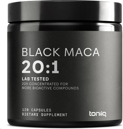 Maca Negra Concentrada para Energía, Vitalidad y Rendimiento | Toniiq Black Maca 20:1 – 120 Cápsulas