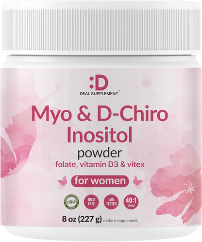 Myo-Inositol y D-Chiro Inositol 40:1 en Polvo con Vitex, Metilfolato y Vitamina D3