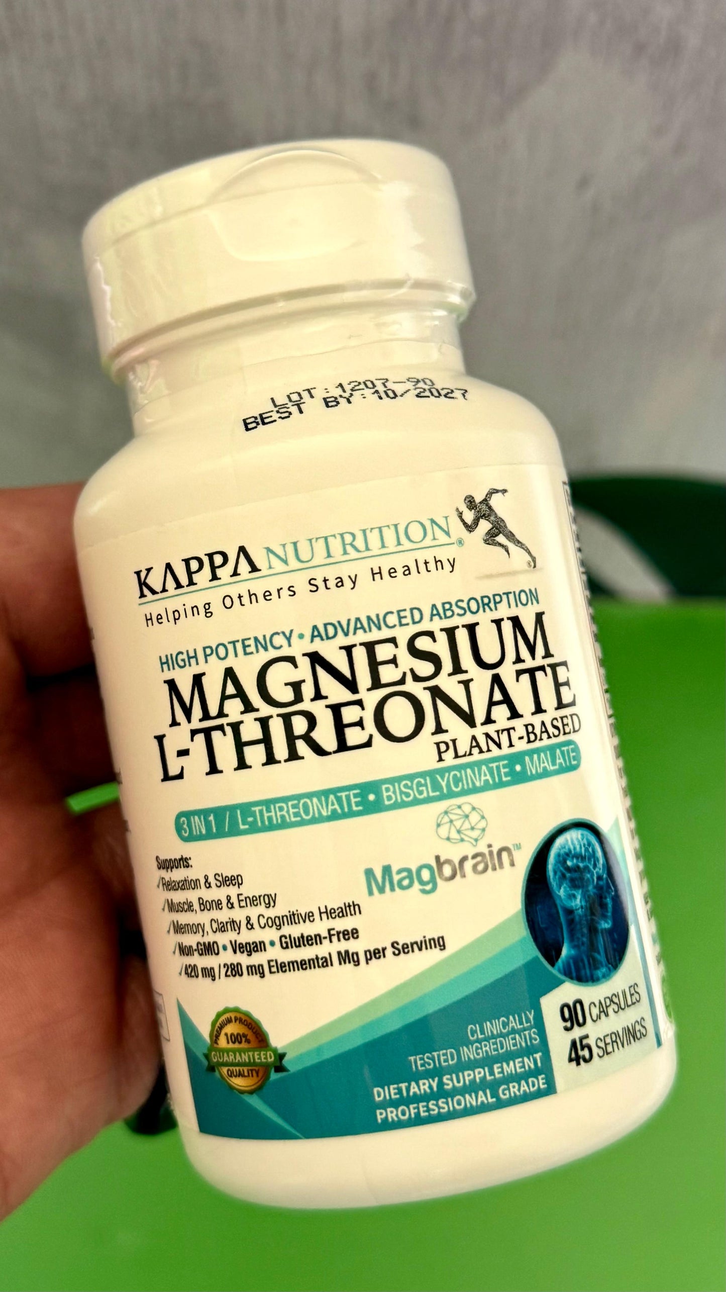 Magbrain™ Magnesio L-treonato a base de plantas con Bisglicinato & Malato, Kappa Nutrition