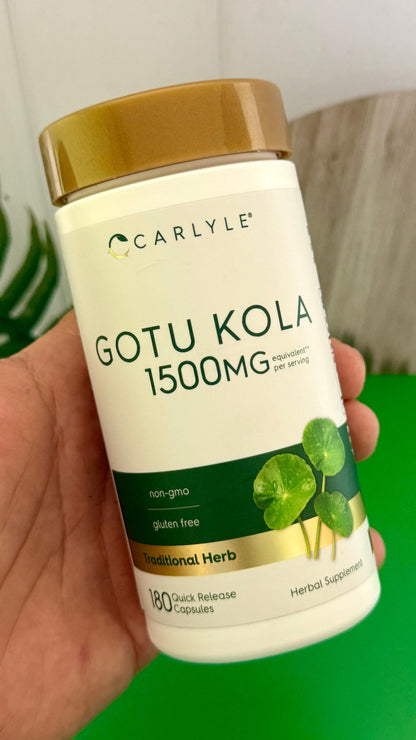 Gotu Kola de 1500 mg | Centella Asiática | Anticelulitis | 180 unidades | Usa