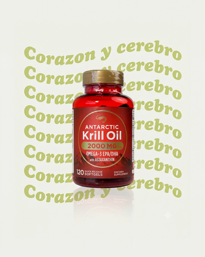 Aceite de Krill Antártico 2000 mg  | Omega-3 EPA, DHA, con Astaxantina Procedente de Krill Rojo