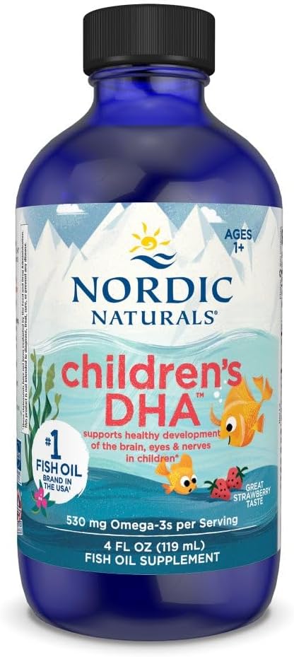 Nordic Naturals Children’s DHA para Niños | Omega-3 Líquido Sabor Fresa, 4 oz
