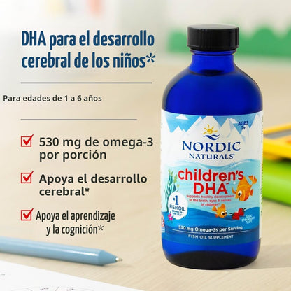 Nordic Naturals Children’s DHA para Niños | Omega-3 Líquido Sabor Fresa, 4 oz