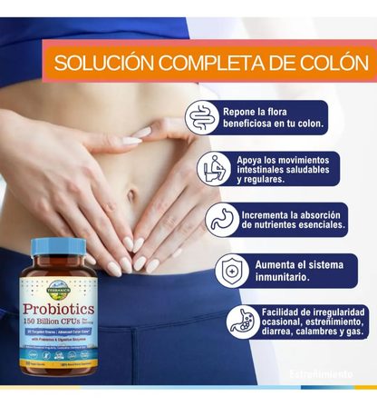 Probióticos diarios para hombres y mujeres, Terranics 150 mil millones de probióticos de 25 cepas, con prebióticos y enzimas, liberación retardada, estable en el almacenamiento, 60 cápsulas vegetales
