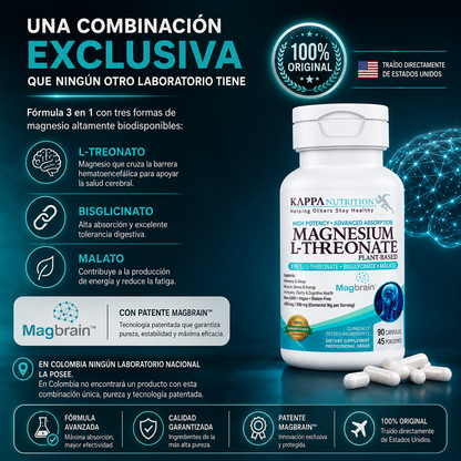 Magbrain™ Magnesio L-treonato a base de plantas con Bisglicinato & Malato, Kappa Nutrition