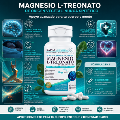 Magbrain™ Magnesio L-treonato a base de plantas con Bisglicinato & Malato, Kappa Nutrition