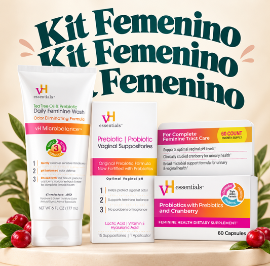 Kit Femenino vH Essentials | Probioticos, Limpiador Íntimo y Supositorios.