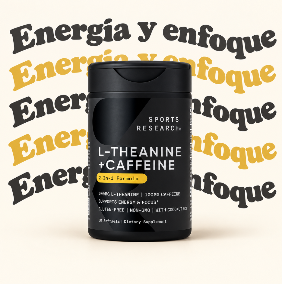 L-Teanina con Cafeína Sports Research | Enfoque y Energía, 60 Softgels