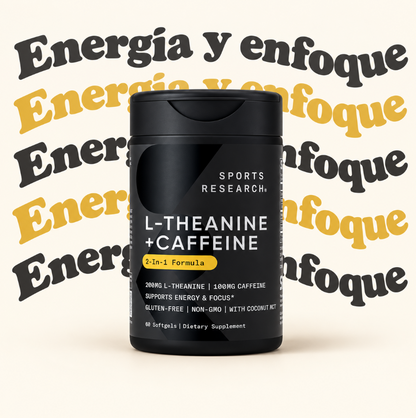 L-Teanina con Cafeína Sports Research | Enfoque y Energía, 60 Softgels