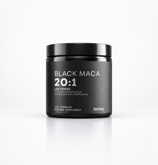 Maca Negra Concentrada para Energía, Vitalidad y Rendimiento | Toniiq Black Maca 20:1 – 120 Cápsulas
