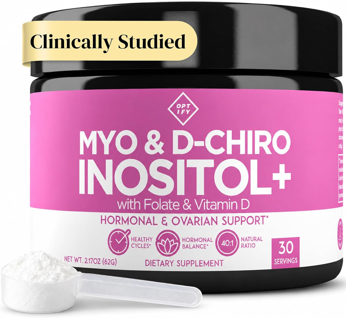 Myo & D-Chiro Inositol 40:1 con Folato y Vitamina D |Optify