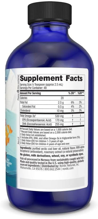 Nordic Naturals Children’s DHA para Niños | Omega-3 Líquido Sabor Fresa, 4 oz