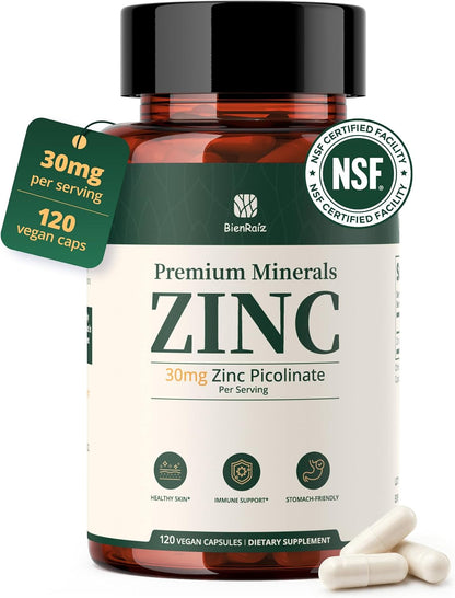 Picolinato de Zinc 30 mg BienRaíz | 120 Cápsulas Veganas