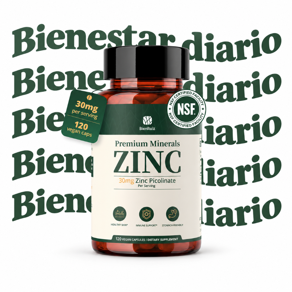 Picolinato de Zinc 30 mg BienRaíz | 120 Cápsulas Veganas