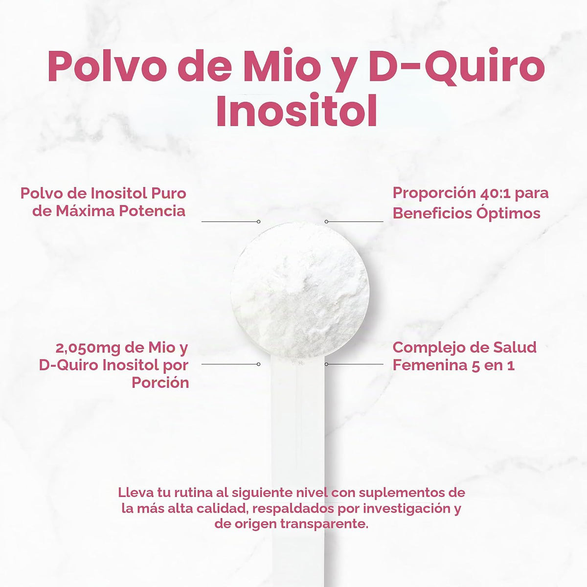 Myo-Inositol y D-Chiro Inositol 40:1 en Polvo con Vitex, Metilfolato y Vitamina D3