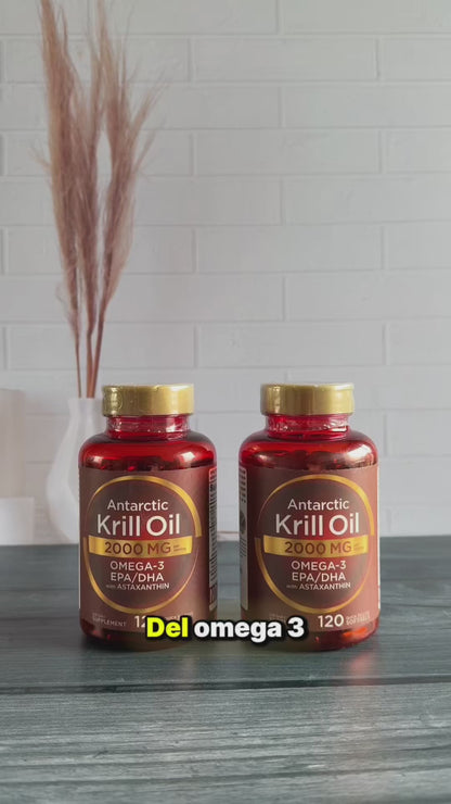 Aceite de Krill Antártico 2000 mg  | Omega-3 EPA, DHA, con Astaxantina Procedente de Krill Rojo