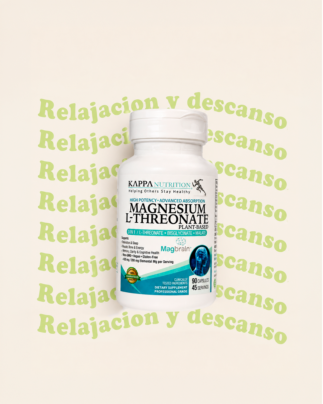 Magbrain™ Magnesio L-treonato a base de plantas con Bisglicinato & Malato, Kappa Nutrition