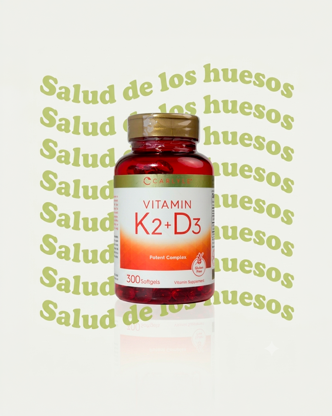Vitamina K2 + D3 | 200 mcg K2 MK7 y 10,000 UI D3 | 300 softgels