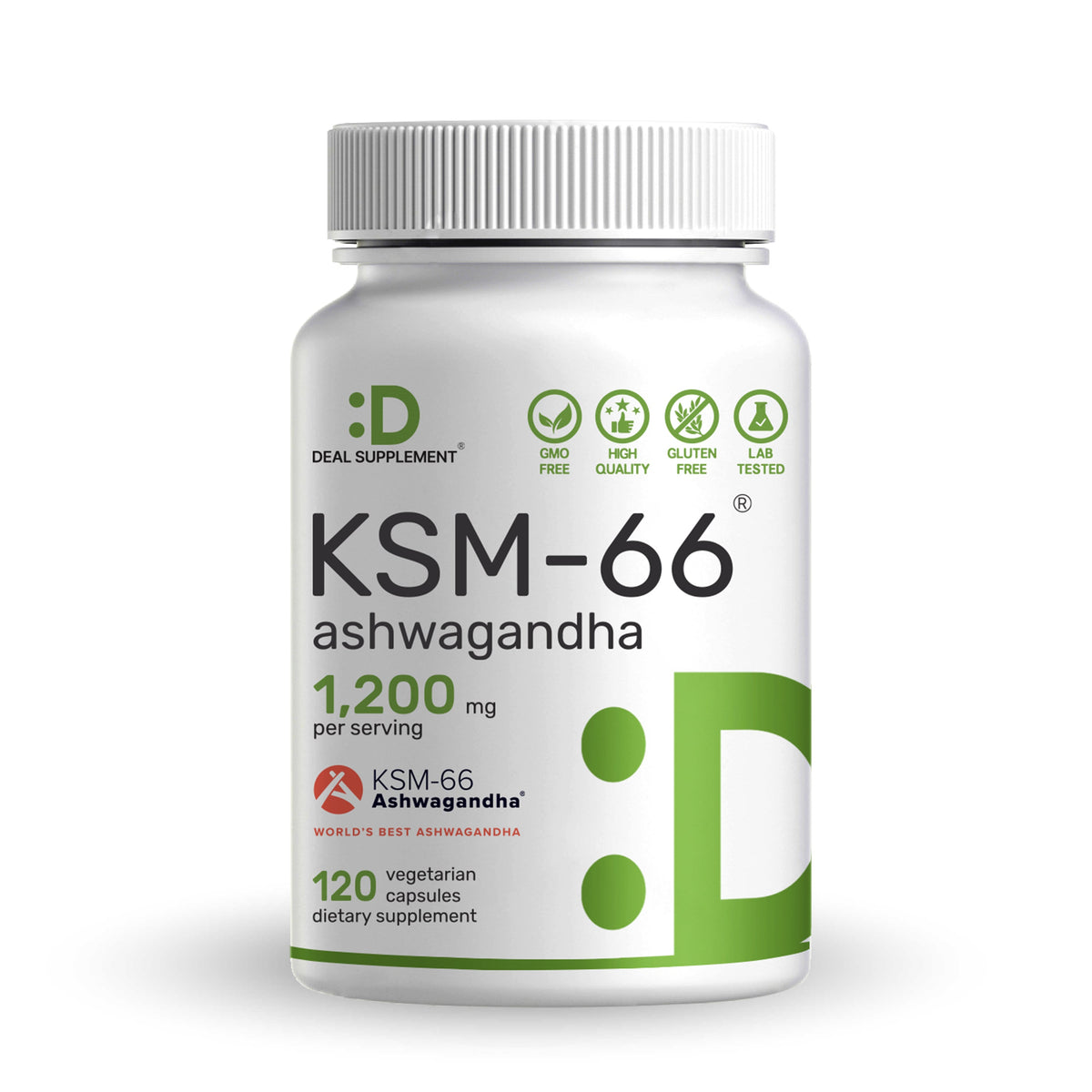 Deal Supplement Ashwagandha KSM-66® 1.200 mg con Pimienta Negra, 120 cápsulas